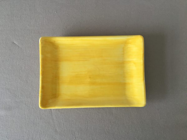 Keramikteller gelb 16,5 x 11,5 cm, handbemalt, spülmaschinenfest, hergestellt in einer kleinen Manufaktur in Nijar