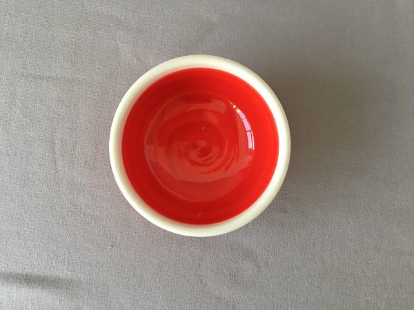 Keramikschale rot Durchmesser 9 cm, handbemalt, spülmaschinenfest, hergestellt in einer kleinen Manufaktur in Nijar