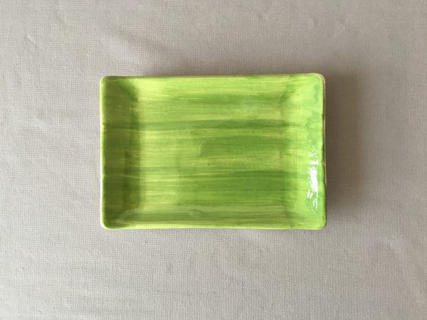 Keramikteller grün für 16,5 x 11,5 cm, handbemalt, spülmaschinenfest, hergestellt in einer kleinen Manufaktur in Nijar