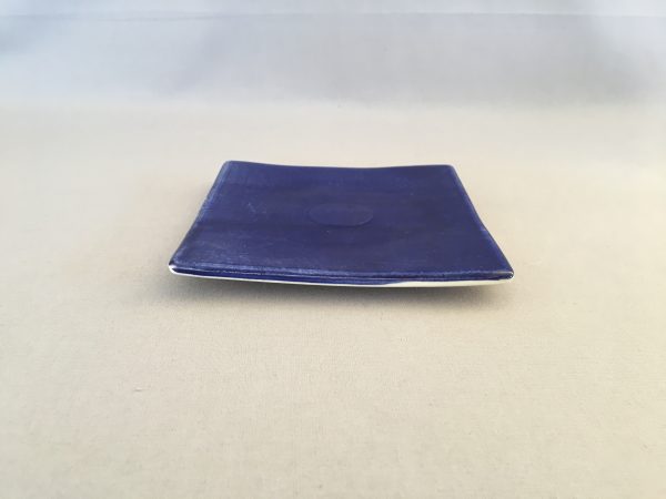 Keramikteller blau, 13x13 cm, in einer kleinen Manufaktur hergestellt, Nijar Almeria